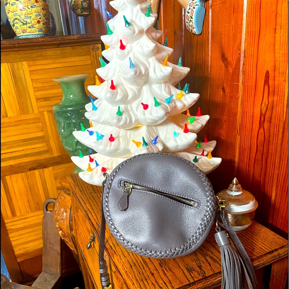 OrYany gray leather round crossbody NWT